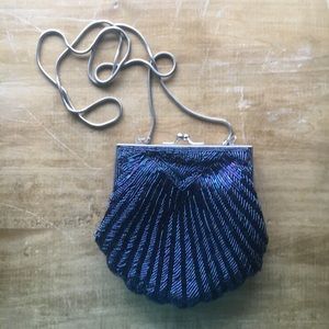 Vintage blue beaded purse